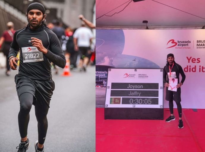 බෙල්ජියම් Brussels Airport මැරතන් තරගයේ දී ශ්‍රී ලංකාවේ JOYSON JAFFRY විශිෂ්ට දක්ෂතා අතරට