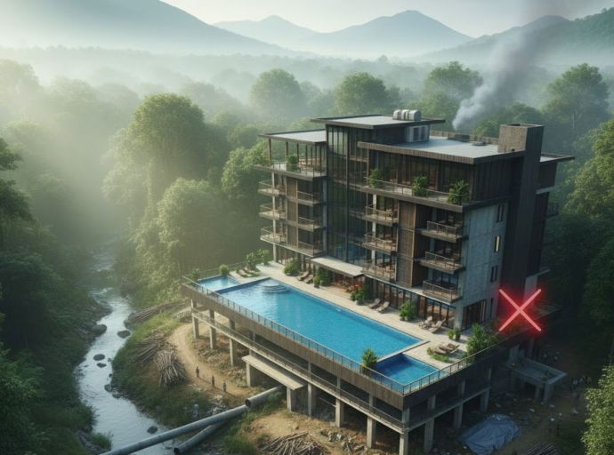 නීති විරෝධී හෝටලයක් නිසා සිංහරාජයේ ලෝක උරුම වනාන්තරයට සහ ජල පෝෂකවලට තර්ජනයක්