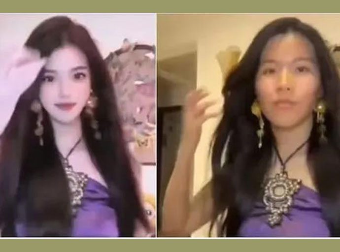 සජීවි විකාශය අතරතුර දී චීන ළඳකට වූ අකරතැබ්බය