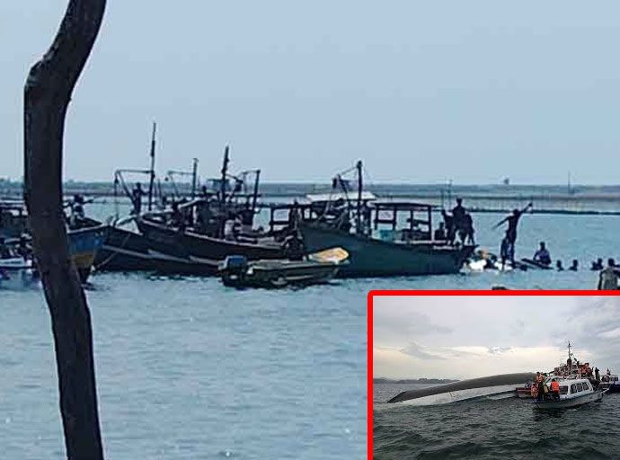 යාපනය ගුරුනගර් ජැටියේදී බෝට්ටුවක් පෙරළෙයි: බැතිමතුන් දෙදෙනෙකු මරුට, 15ක් අතුරුදන්