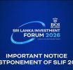 'Invest in Sri Lanka 2026' ආයෝජන සමුළුව දින නියමක් නොමැතිව කල් යයි