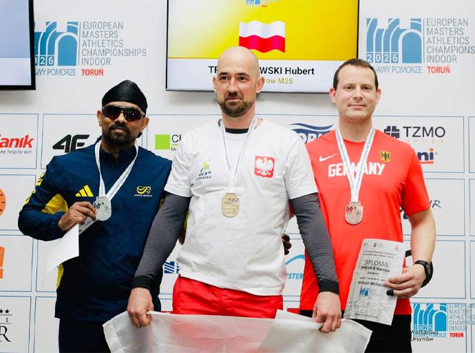 සුදීප් වෑගපිටිය යුරෝපා ප්‍රවීණයින් ගේ මලල ක්‍රීඩා තරගාවලියේ දී(European Masters Athletics Championship 2026)  රිදී පදක්කම දිනාගනී