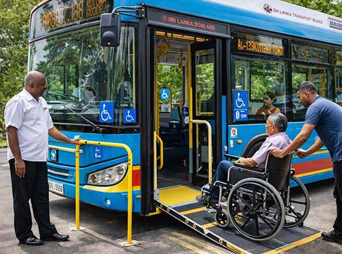 ආබාධිත ප්‍රජාව වෙනුවෙන් පහත් පත්ල සහිත විශේෂ බස් රථ සේවාව ඇරඹෙයි
