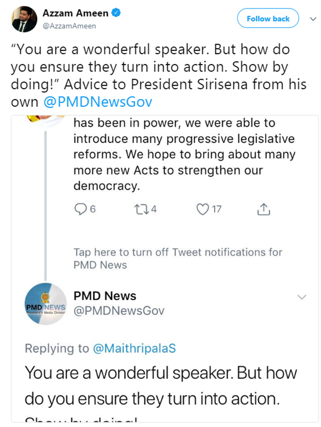 Azzam tweet president 1