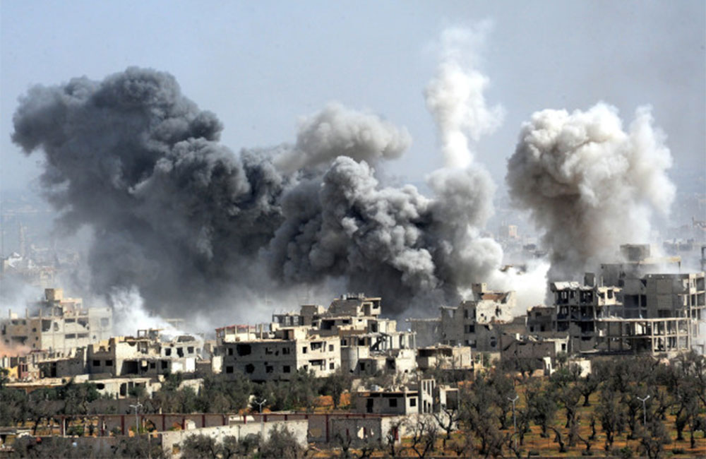 ගුවන් ප‍්‍රහාරවලින් සිරියාවේ සිවිල් 15ක් මරුට