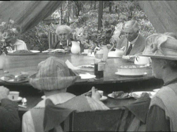 Henry Ford and Thomas Edison go on a camping trip with friends.
