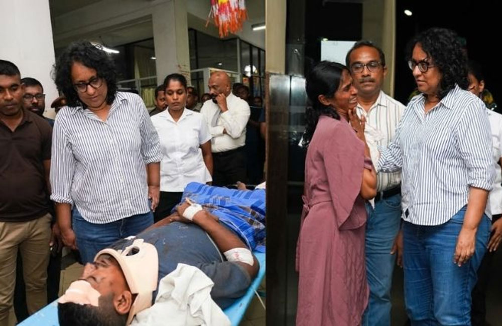 බස් අනතුරින් තුවාල ලැබූවන් බැලීමට අගමැතිනිය රෝහලට යයි