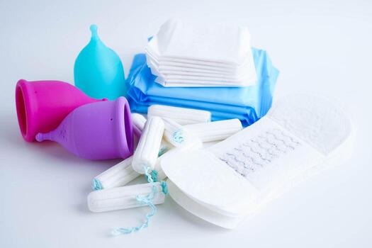 sanitary hygiene set for woman menstrual period cycle prot photo